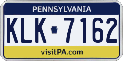 PA license plate KLK7162