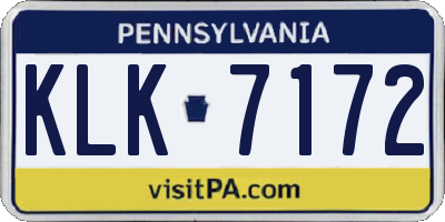 PA license plate KLK7172