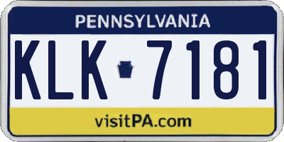 PA license plate KLK7181