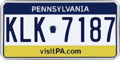 PA license plate KLK7187