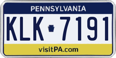 PA license plate KLK7191