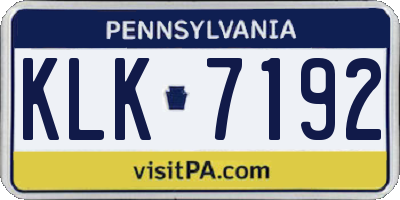 PA license plate KLK7192