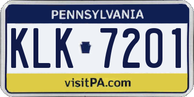 PA license plate KLK7201