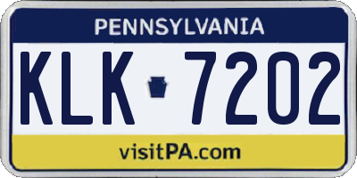 PA license plate KLK7202