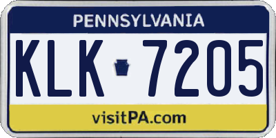 PA license plate KLK7205