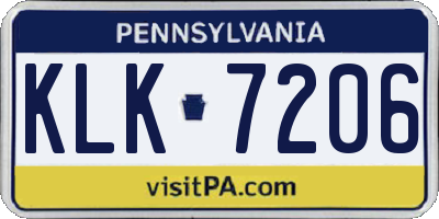 PA license plate KLK7206