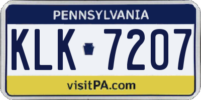 PA license plate KLK7207