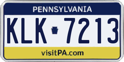 PA license plate KLK7213
