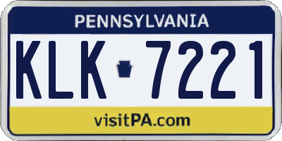 PA license plate KLK7221