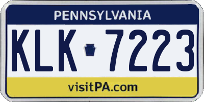 PA license plate KLK7223