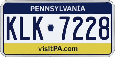 PA license plate KLK7228