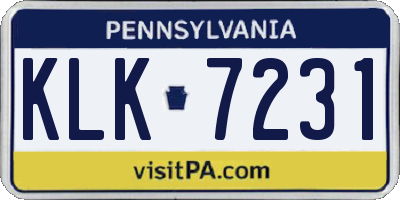 PA license plate KLK7231