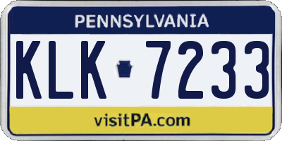 PA license plate KLK7233