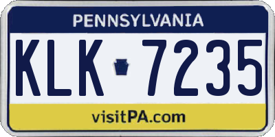 PA license plate KLK7235