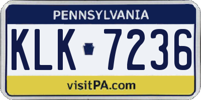 PA license plate KLK7236
