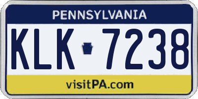 PA license plate KLK7238