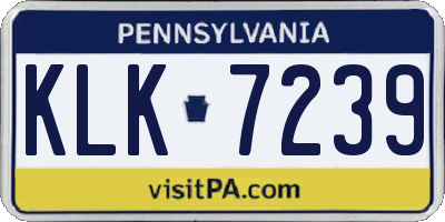 PA license plate KLK7239
