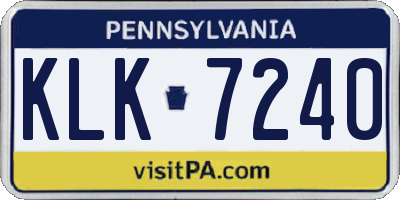 PA license plate KLK7240