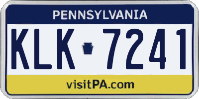 PA license plate KLK7241