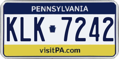 PA license plate KLK7242