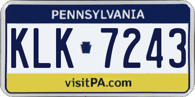 PA license plate KLK7243