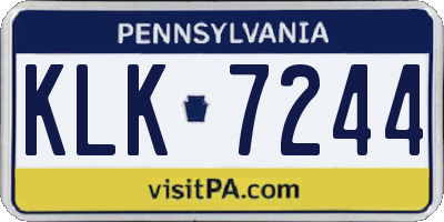 PA license plate KLK7244