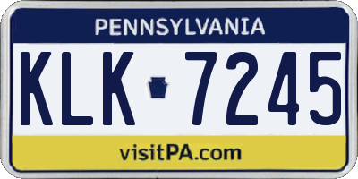 PA license plate KLK7245