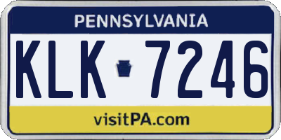 PA license plate KLK7246