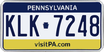 PA license plate KLK7248