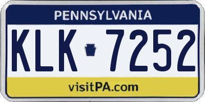 PA license plate KLK7252