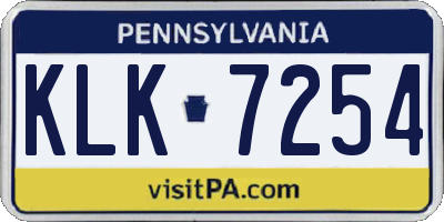 PA license plate KLK7254