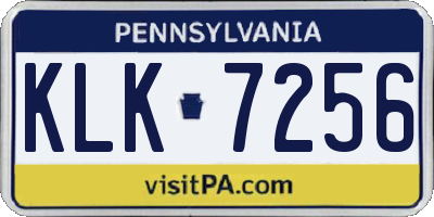 PA license plate KLK7256