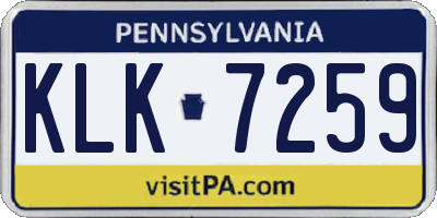 PA license plate KLK7259