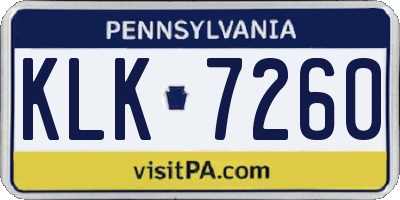 PA license plate KLK7260