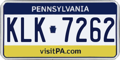 PA license plate KLK7262
