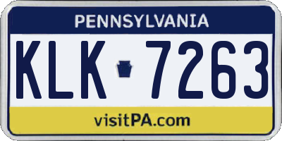 PA license plate KLK7263