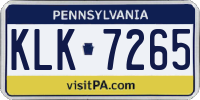 PA license plate KLK7265
