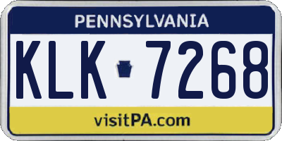 PA license plate KLK7268