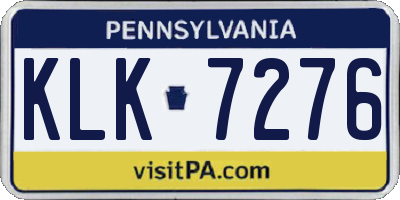 PA license plate KLK7276