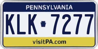 PA license plate KLK7277