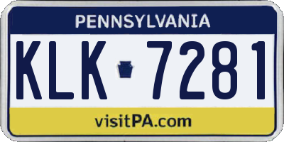 PA license plate KLK7281