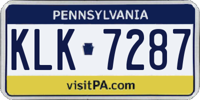 PA license plate KLK7287