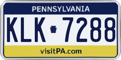 PA license plate KLK7288