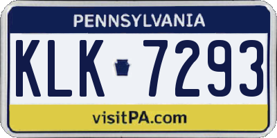PA license plate KLK7293