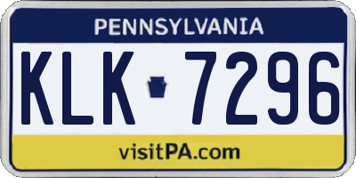 PA license plate KLK7296