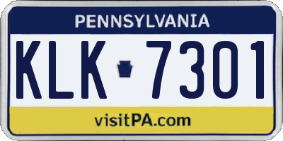 PA license plate KLK7301