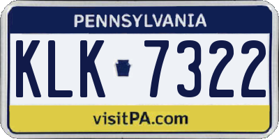 PA license plate KLK7322