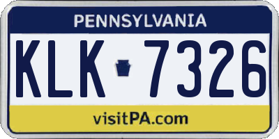 PA license plate KLK7326