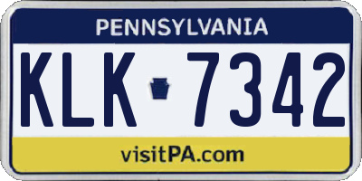 PA license plate KLK7342