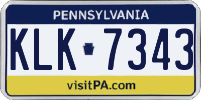 PA license plate KLK7343